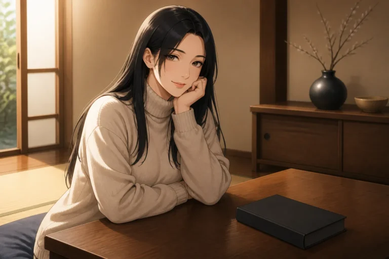 閉じた本を前にした女性。電子と紙の違いの記事のイメージ