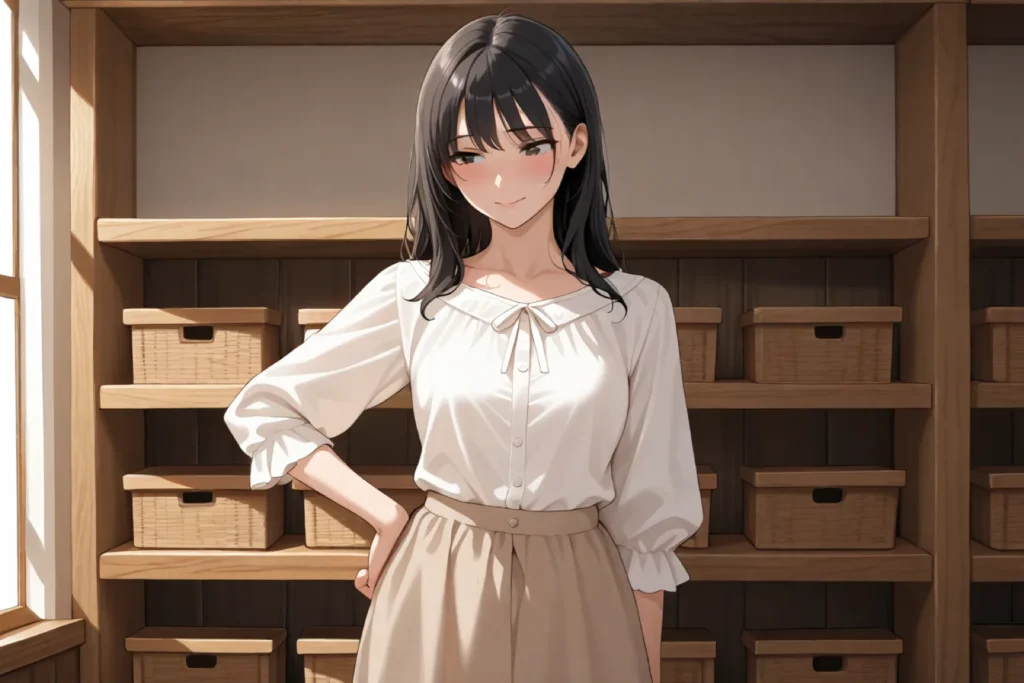 棚の前に立つ女性。レーベルで選ぶという方法の記事のイメージ