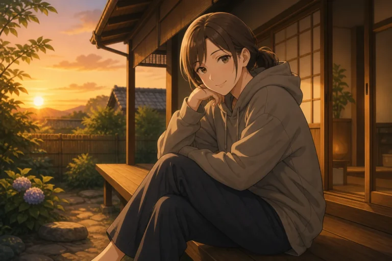 縁側に座る女性。幼なじみというジャンルの解説記事のイメージ
