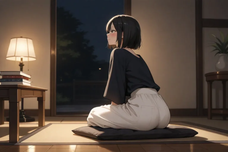 床に座る女性と積まれた本。短編集という形式の解説記事のイメージ